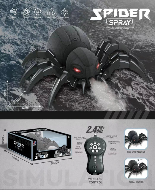 RC Spider Robot Remote Control Spider Toys with Spray/Light/Music Gifts