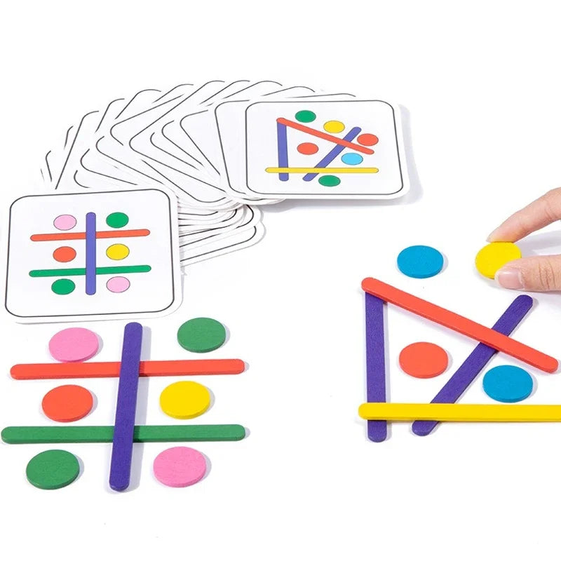 Children Montessori Puzzle Wooden 3D Jigsaw Game Tangram Stick
