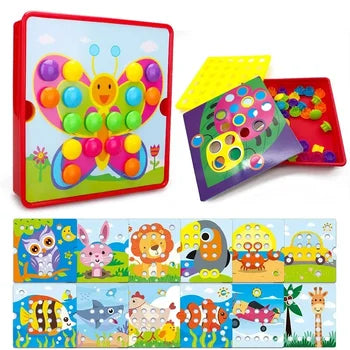 Mushroom Nail Puzzle Jigsaw Toy Montessori Baby Toys Cartoon Animal