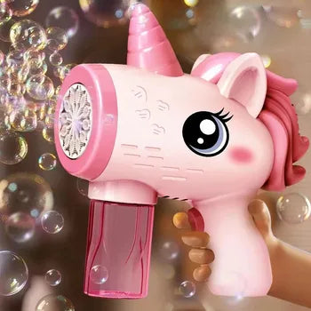 Unicorn Electric Bubble Gun Kids Toy Bubbles Machine Automatic