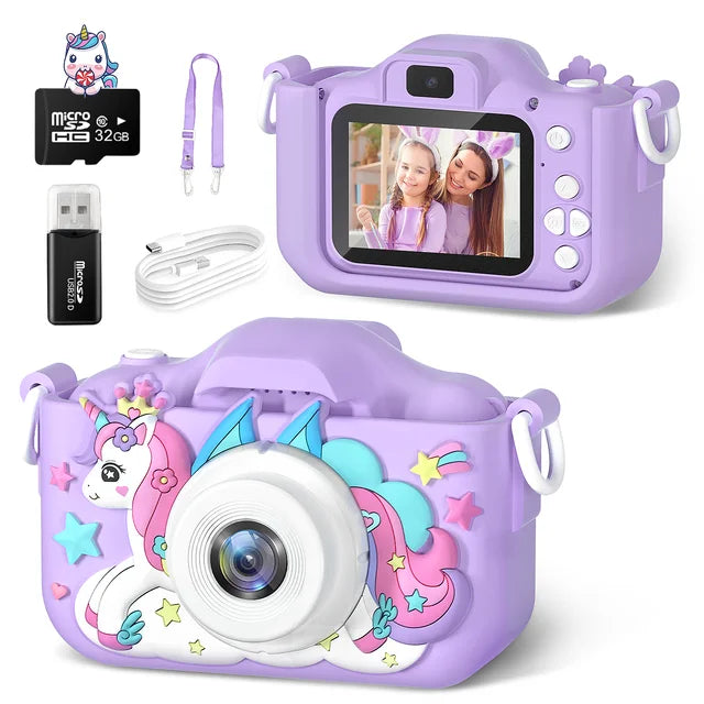 Kids Mini Camera Cartoon Unicorn Toys for Girls Boys Birthday Gifts