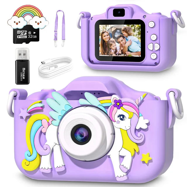 Kids Mini Camera Cartoon Unicorn Toys for Girls Boys Birthday Gifts